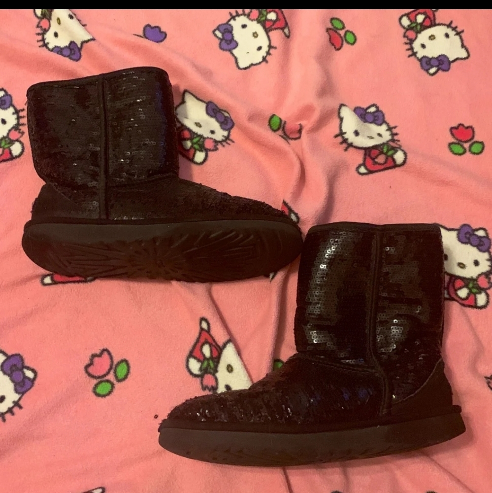 Womens Black Sequin Ugg Boots 8